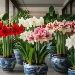 Appleblossom  Amaryllis Soğanı - Güzel Hatun Çiçeği – Beyaz Pembe