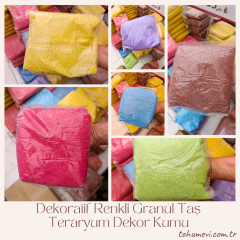 Dekoratif Renkli Granül Taş – Teraryum Dekor Kumu (1 Kg)