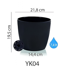 Serinova Yakut Saksı No:4 Drenaj Aparatı ile Birlikte 21,8cm, 7,4 Litre