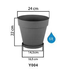 Serinova Yalı Saksı Seperatörlü  No:4 24 cm, 6 Litre