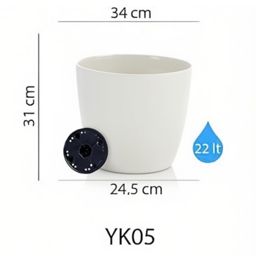 Serinova Yakut Saksı No:5 Drenaj Aparatı ile Birlikte 34cm, 22 Litre