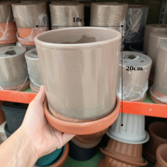 Seramik Saksı Krem Bej 18 cm – 20 cm Yükseklik