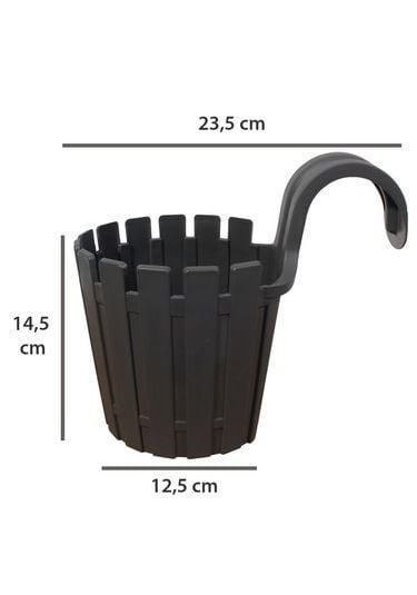 Poliwork Akasya Tekli Kolay Askı Antrasit Saksı - 1,50 L