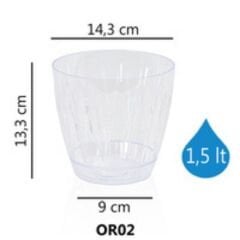 Şeffaf Orkide Saksısı – No:2 / 1,5 Litre