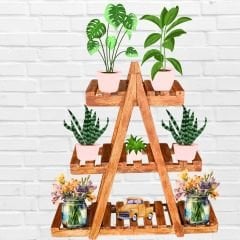 Tohumevi102 Saksı Stantı - %100 Doğal Masif Ahşap